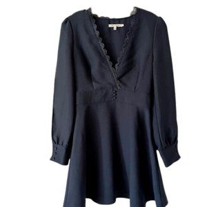 Avec Les Filles Navy Split Balloon Sleeve Surplice Dress - 4